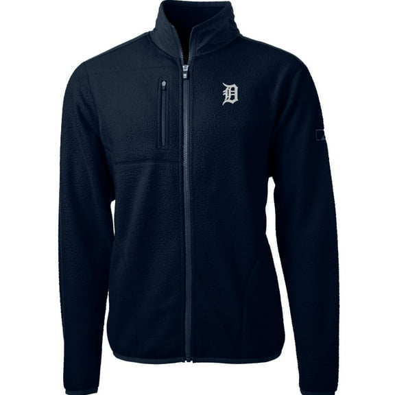 Men's Cutter & Buck Navy Detroit Tigers Cascade Eco Sherpa Fleece Full-Zip Jacket