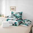 thumbnail image 5 of Feelyou Baseball Lover Boys Bedding Comforter Set 7pcs, Green Stripes Abstract Plaid King Bedding Sets, Cartoon Sports Theme Reversible Bed Sheets, Breathable Home Decor, 5 of 7