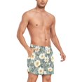 thumbnail image 4 of FORMRS Mens Swim Trunks Mesh Liner Quick Dry Casual Beach Board Shorts with Pockets, Sizes S-2XL, Sage Green Flower Pattern, 4 of 9