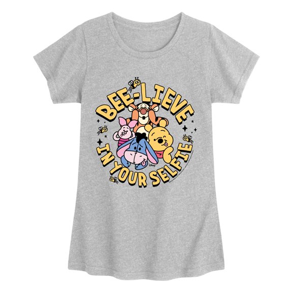 Winnie the Pooh - Bee-Lieve in Your Selfie - Youth Girls Fitted Short Sleeve T-Shirt