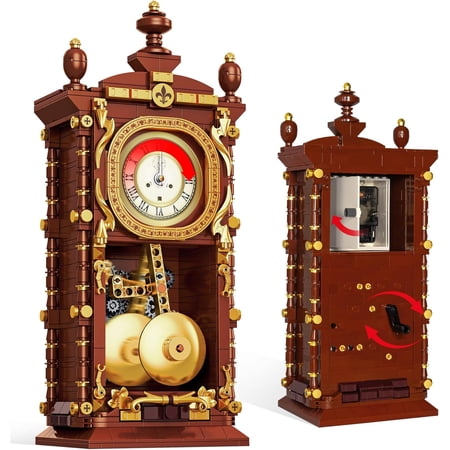 Vintage Retro Swing Clock Building Set Pendulum Clocks Building Block Toys with Functional Mechanical Model Kit Compatible with Lego Home Decor Gift for Adults Teens 14+ (751 PCS)