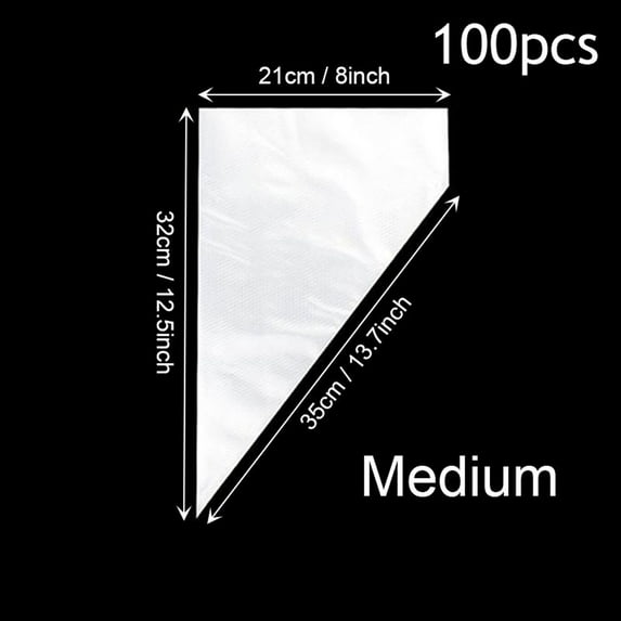 100pcs Plastic Baking Tool Fondant Cupcake Pastry Bags Piping Bag Cake Decorating Icing Cream MEDIUM