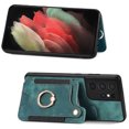 thumbnail image 5 of Phone Case for Samsung Galaxy S21 Ultra 5G Wallet Cell Cover with Tempered Glass Screen Protector Slim Lanyard Wrist Strap RFID Ring Stand Credit Card Holder Slot S21ultra 21S S 21 21ultra G5 Green, 5 of 12