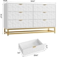 thumbnail image 5 of EastVita 53.5 inch Wide Modern 6 Drawer Dresser Wide Chest with Gold Metal Legs and Handles Wood Storage Organizer for Bedroom Living Room Hallway White, 5 of 8