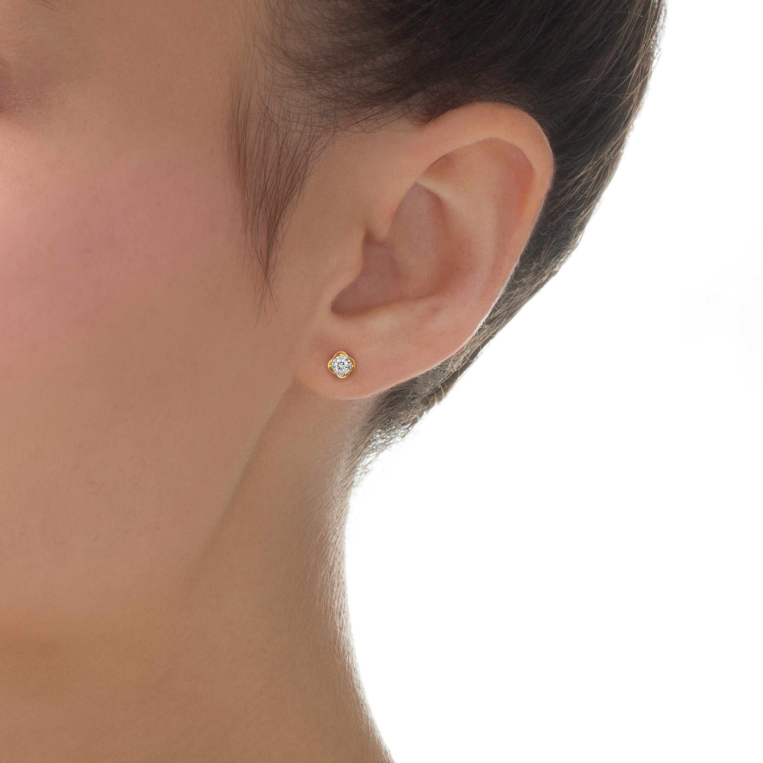 Diamaison 1/4 Cttw Natural White Diamond Stud Earrings for Adult in 10Ktt Gold