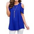 thumbnail image 4 of CNKOO T-shirt Manches Courtes Manches Courtes Manches Froides Manches Courtes pour Femmes Tops Chemisier en Vrac Chemises Col Chemisier en Vrac Été T-shirt Basique, 4 of 5