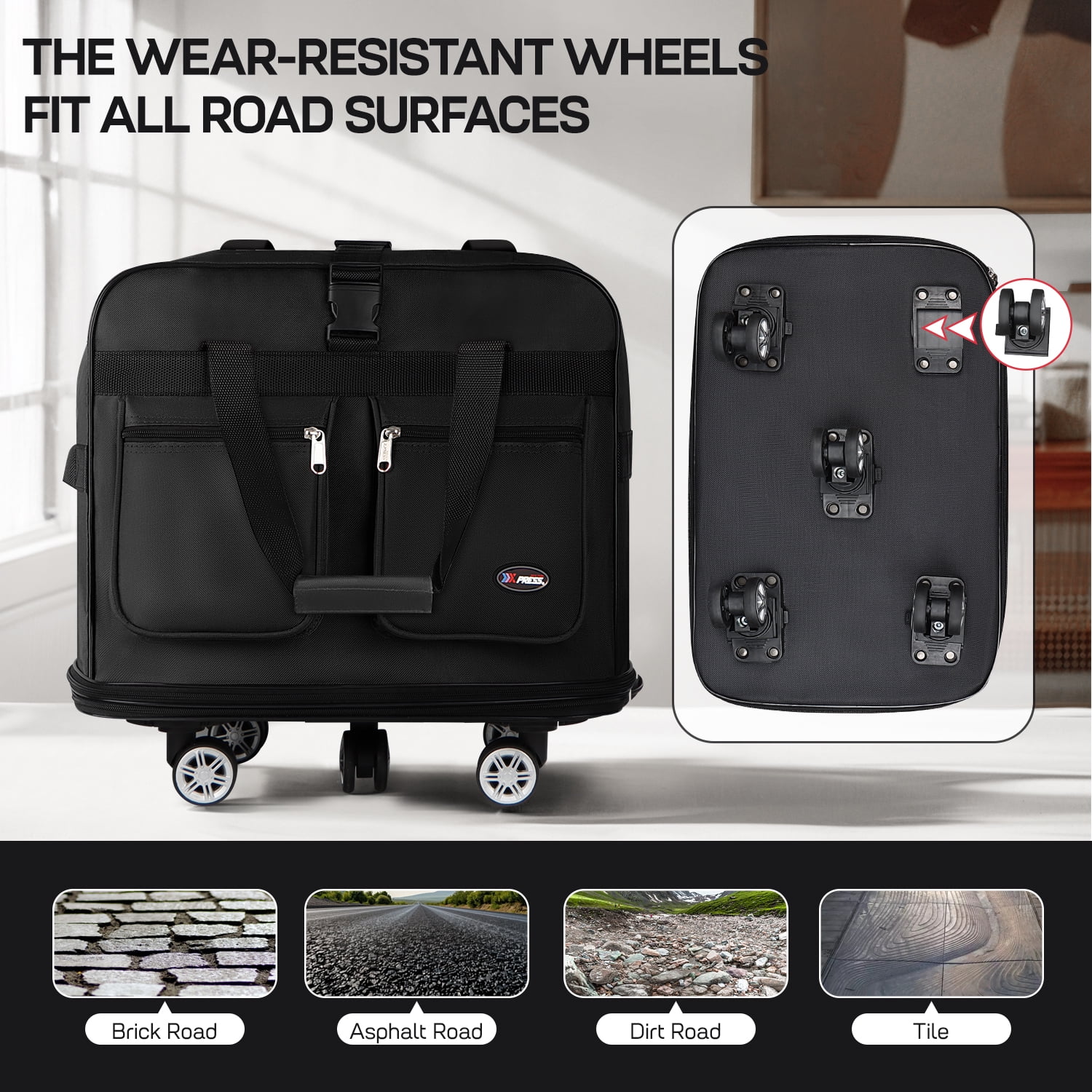36" Expandable Foldable Luggage Bag,Collapsible Suitcases with Wheels,Rolling Duffle Bag Wheeled Travel Bag for Men Women,MEX-Black
