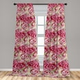 thumbnail image 2 of Rose Pattern Window Curtains, Vintage Design Watercolor Illustration of Garden Scene Flowers Print, Lightweight Decor 2-Panel Set with Rod Pocket, Pair of - 28"x95", Dark Coral Pale Pink, by Ambesonne, 2 of 3