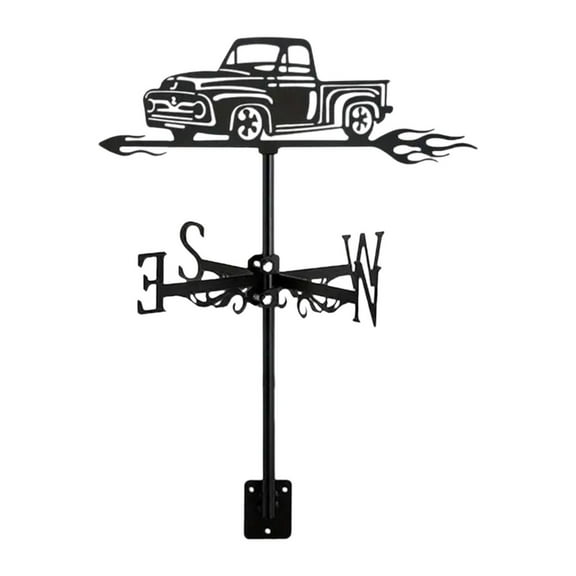 figatia Black Pickup Truck Weathervane Truck Ornament Crafts Accessories Vane Wind Direction Indicator for Farm,Outside