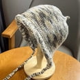 thumbnail image 6 of SikaFu Event Live Explosion, Autumn And Winter Striped, Headset Hats, Women's Faces, Small Laces, Contrasting Head Knitted Cap, 6 of 9