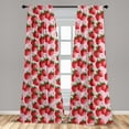 thumbnail image 5 of Ambesonne Fruit Curtains, Juicy Strawberries Summer, Pair of 28"x95", Green Pink Red, 5 of 5
