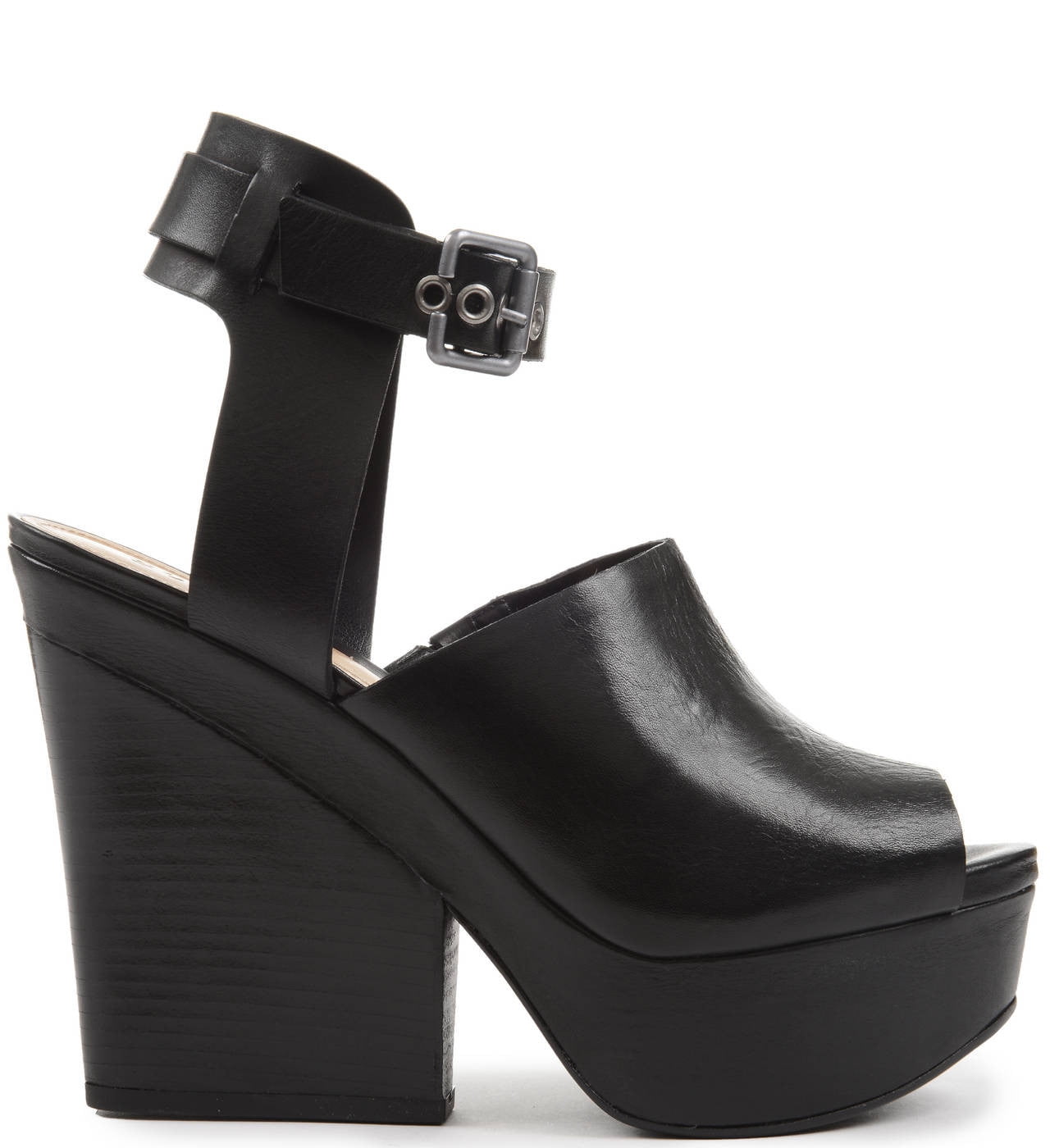 black platform ankle strap sandals