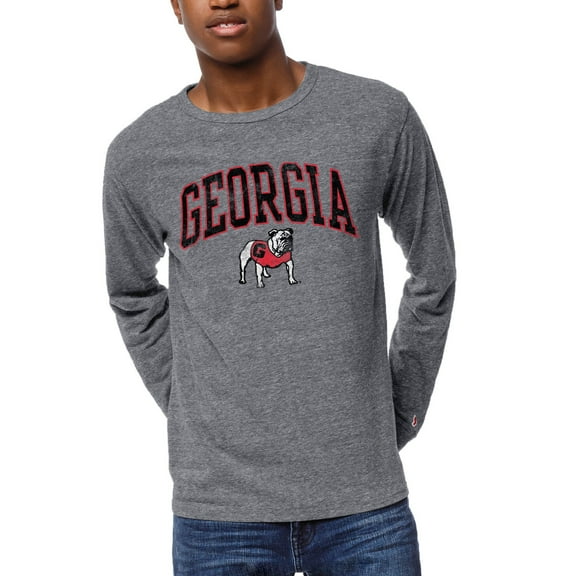 Men's League Collegiate Wear Heather Gray Georgia Bulldogs 1965 Victory Falls Long Sleeve Tri-Blend T-Shirt