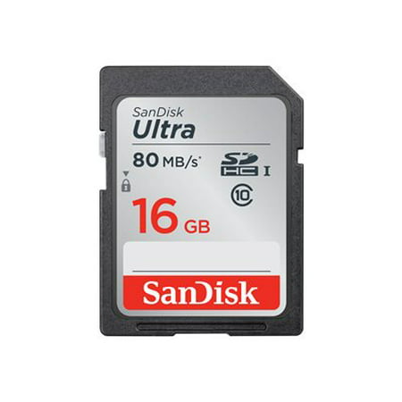 SanDisk 16GB Ultra SDHC UHS-I Memory Card - 80MB/s, C10, Full HD, SD Card -
