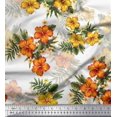 thumbnail image 1 of Soimoi Polyester Crepe Fabric Floral & Leaves Tropical Print Fabric by The Yard 42 Inch Wide, 1 of 2