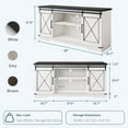 thumbnail image 3 of Farmhouse TV Stand for TV up to 65",  TV Media Console Table with Storage Cabinet, Entertainment Center with Sliding Barn Doors for Living Room, Bedroom, White, 3 of 7