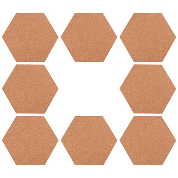 Masteelf 8pcs Hexagon Cork Boards Tiles Self Adhesive Bulletin Board DIY Notice Board with Push Message Board Pin Board for Office Home Decor