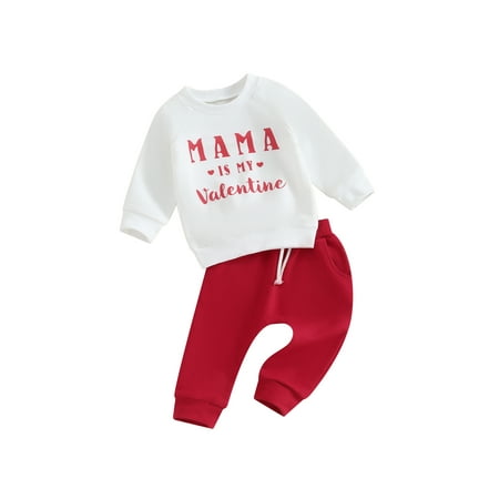

Suealasg Toddler Baby Boy Valentine s Day Outfits 3M 6M 9M 12M 18M 24M Long Sleeve Letters Print Sweatshirt Sweatpants Set 2 Piece Casual Spring Clothing for Infant Boys