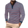 thumbnail image 2 of Blusas y camisas de manga larga con cuello redondo, estilo casual, a la moda, con botones, cuello redondo, color, a rayas, blusa de poliéster para hombre, 2 of 9