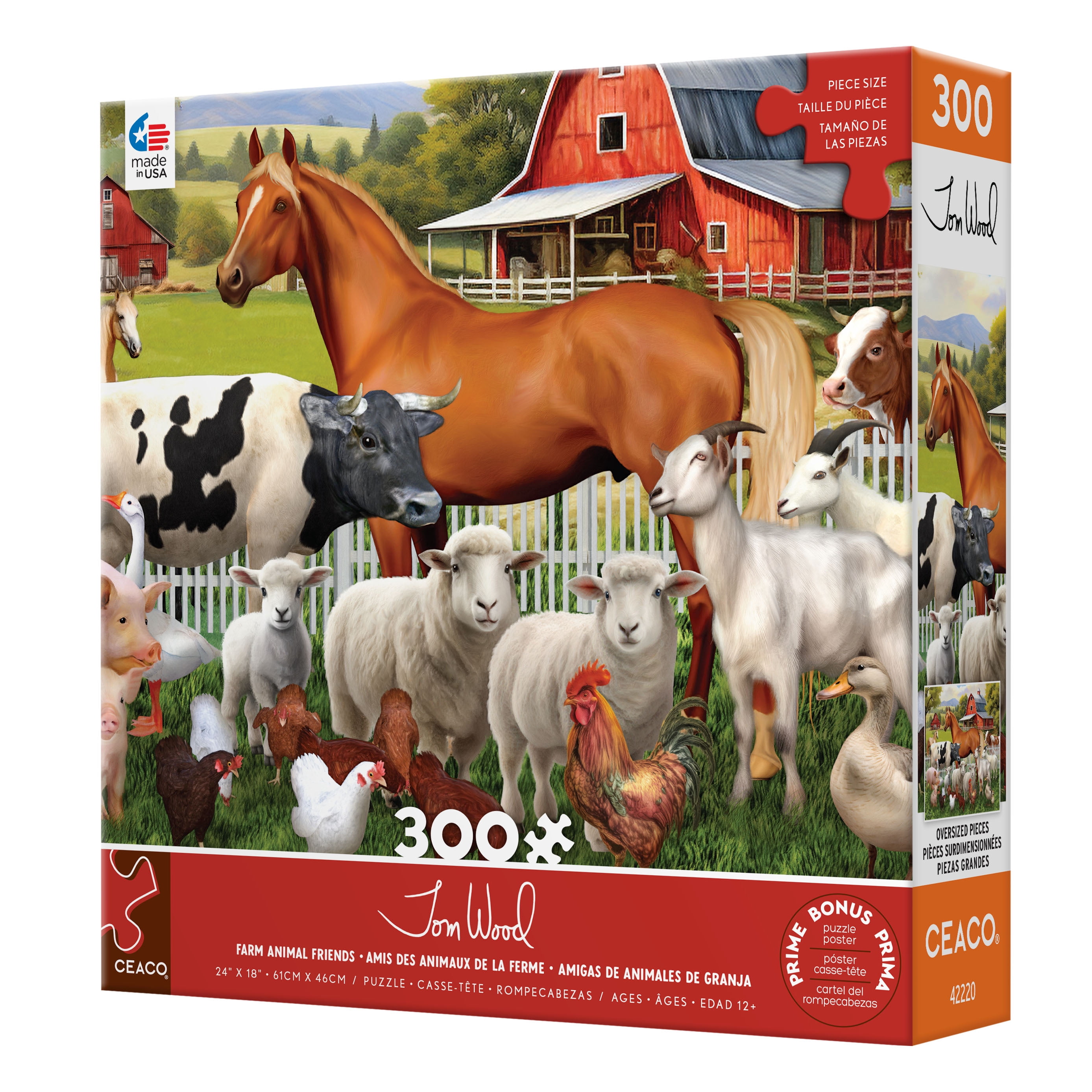 Ceaco Farm Animal Friends (Tom Wood) 300 Piece Interlocking Jigsaw Puzzle