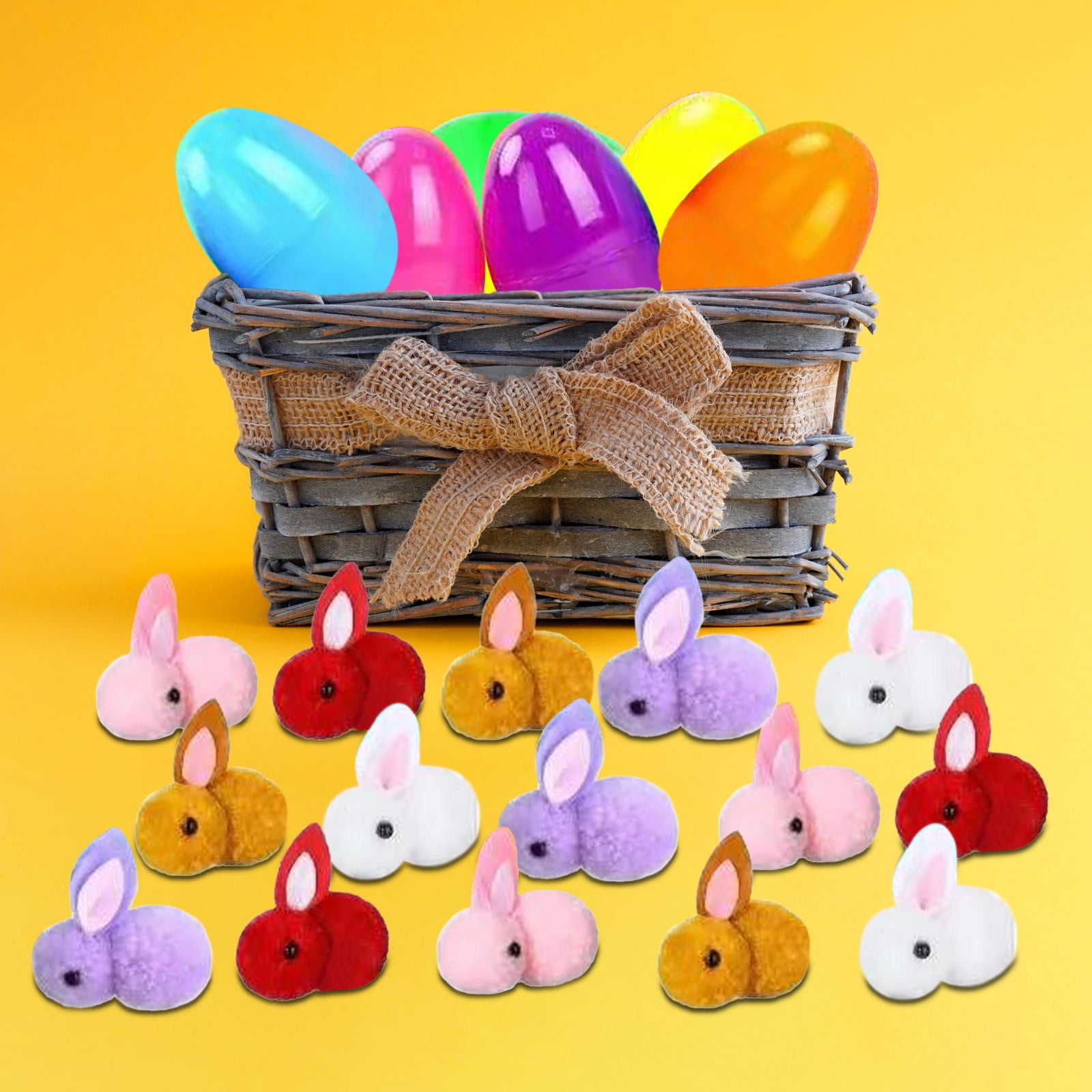 Easter Basket Stuffers with Bunny 12 Pack Easter Eggs Filled with Mini Plush Bunny Rabbit Toys Easter Stuffers for Easter Party Indoor Outdoor Hunt Games Decorations