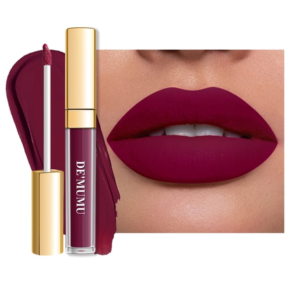 DE'MUMU Lápiz labial malva mate para mujer Superstay Lápiz labial rojo de larga duración Lápices labiales líquidos a prueba de manchas Maquillaje de labios libre de crueldad (DM03 Mauve Cyber)