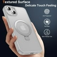 thumbnail image 5 of Magnetic for iPhone 15 Case with Ring Stand, [10 FT Drop Protection] [Velvety Touch] Slim Translucent Matte Back Shockproof Phone Case for iPhone 15 6.1'', Grey, 5 of 14