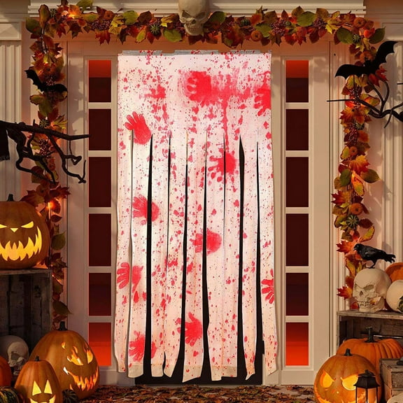 KMMYS Halloween Door Curtain Decoration, Unique Indoor Outdoor Shredded Fabric, Eerie Party Decor, Creepy Home Entrance, Haunted House Accessories, Festive Event Decoration