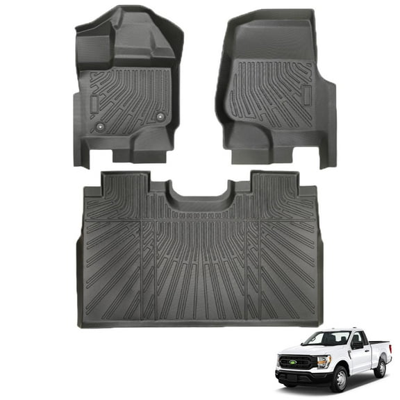 Canvcle Floor Mats for Ford F150 Lightning 2015-2025, All Weather Floor Liners Accessories, Durable 1st and 2nd Row Set Black