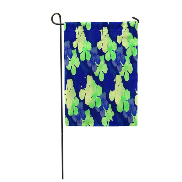 POGLIP Hawaiian Watercolor Pattern Indigo Blue Floral Tropical Hibiscus and Oleander Garden Flag Decorative Flag House Banner 12x18 inch
