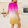 thumbnail image 5 of Women's Summer Ombre Gradient T Shirt Dress Knee Length Crew Neck Short Sleeve Casual Loose Fit Straight Dress with Pockets Lightweight Breathable Travel Beach Dress, 5 of 6