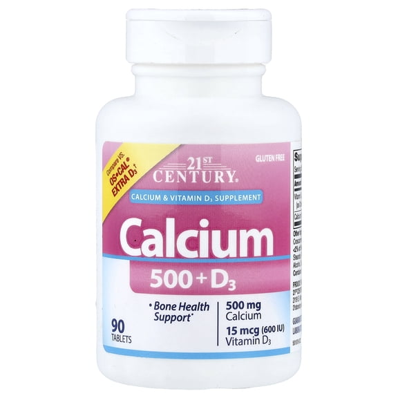 21st Century Calcium Plus Extra D Caplets, 500 mg, 90 Each