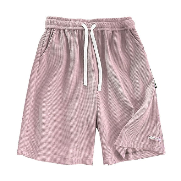 Men's Casual Pants Summer Breathable Sports Shorts Student Shorts Basketball Game Pants Teen Slacks Beach Pink XL