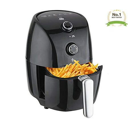 Professional Electric Air Fryer1500 Watt 3.2 Liter Small Electric Air Fryer, Timer & Temp.Control Fry Healthy Oil Free Black Fryer 30 Minute Timer with Auto Shut Off Low (Best Healthy Oil For Deep Frying)