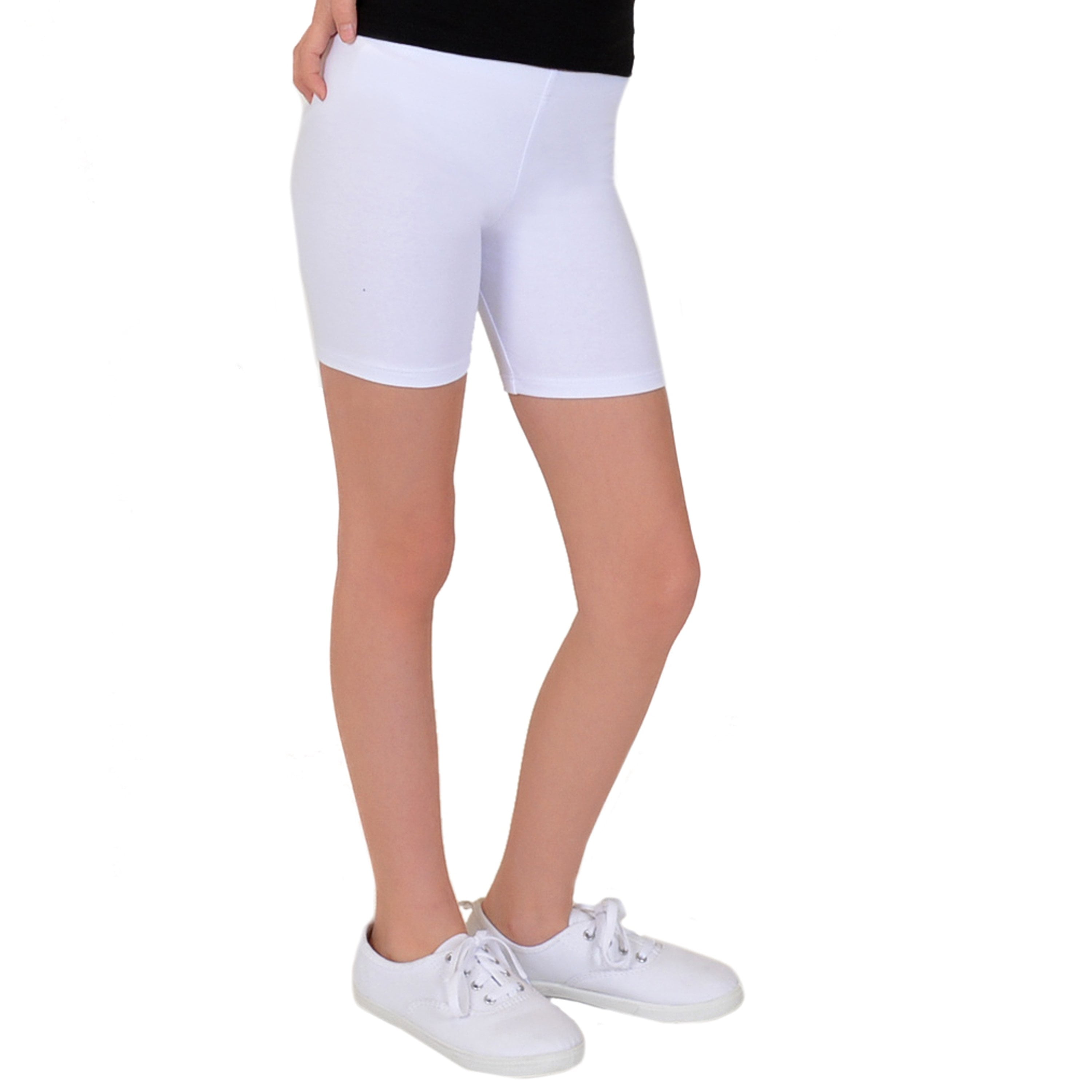 Girls White Stretchy Shorts 