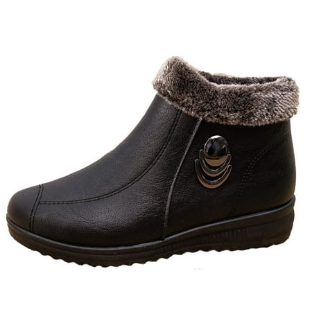 

OAVQHLG3B Cotton Shoes Plus Velvet Warmth Flat Ankle Boots Shoes Soft Bottom Non-slip Women s Shoes