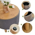 thumbnail image 3 of Round Coffee Table with Storage for Bedroom Living Room Round Ottoman as a Foot Rest Multi-Function High-Capacity Cotton and Linen Fabric Natural Color Desktop Natural Color Feet, 3 of 4