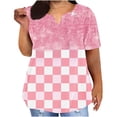 thumbnail image 1 of Plus Tamaño de las Mujeres Blusas, Cuello en V Casual Suelto Manga Corta Superior, Impresión Blusa Poliéster Spandex, 1 of 5