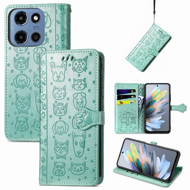 Funda Cartera FOXDOCK para Motorola Moto G 2025 , Flip PU con Relieve de Gatos y Perros, Tarjetero y Soporte