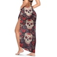 thumbnail image 2 of Uourmeti Women's Sugar Skull Rose Print Coverups Scarf Blouse for Swimwear Sarong Pareo Wraps for Travel Vacations, 2 of 7