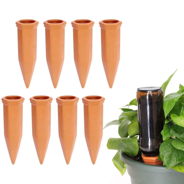 Vensovo 8 Puntas De Riego De Terracota – Estacas De Riego Automático Para Plantas, Dispositivos De Riego Para Botellas De Vino, Botellas Recicladas, Plantas De Arcilla, Riego De Jardín Para Vacaciones