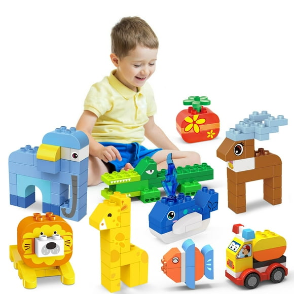 205 PCS Animals Building Blocks Sets/Compatible with DUPLO Blocks LEGOS for Toddlers 3-5/Party Favors for Kids/STEM Large Building Bricks Toys/Classic Big Building Blocks Set for Kids Age 3 4 5 6 7 8+