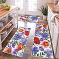 thumbnail image 3 of Floral Kitchen Rugs Sets of 3 Piece Watercolor Flower Kitchen Floor Mat Non Skid Machine Washable Runner Rug for Spring Summer Holiday Decor Farmhouse Carpet for Sink Laundry Hallway(Purple), 3 of 6
