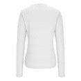 thumbnail image 5 of QIUOMBBP Women's Crew Neck Tops Long Sleeve Casual Textured Slim Fitted Trendy Shirts Going Out Basics Tees zz-White S, 5 of 8