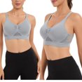 thumbnail image 6 of Byworldtasic Womens Plus Size Seamless Mesh Breathable Wireless Bra Gathered Front Design Bralette Adjustable Soft Bra, 6 of 7
