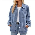thumbnail image 3 of Chaqueta Vaquera de Larga con Botones y Bolsillos para Mujer Azul M, 3 of 10