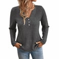 thumbnail image 5 of Kinrui Womens Lightweight Sweaters Long Sleeve Henley Shirts Casual Fall Button V Neck Tunic Tops Gray L, 5 of 5