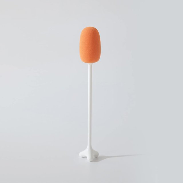 Cepillo de esponja para limpieza de botellas con soporte, mango largo de 11 pulgadas (blanco)