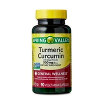Spring Valley Turmeric Curcumin with Ginger Powder Dietary Supplement Vegetarian Capsules for General Wellness, 500 mg, 90 Count