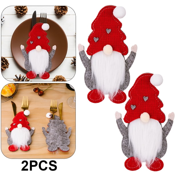Soporte para Cubiertos Navidad Adorno Navideño El Papá Noel (sombrero Corazón) 2 Uds.